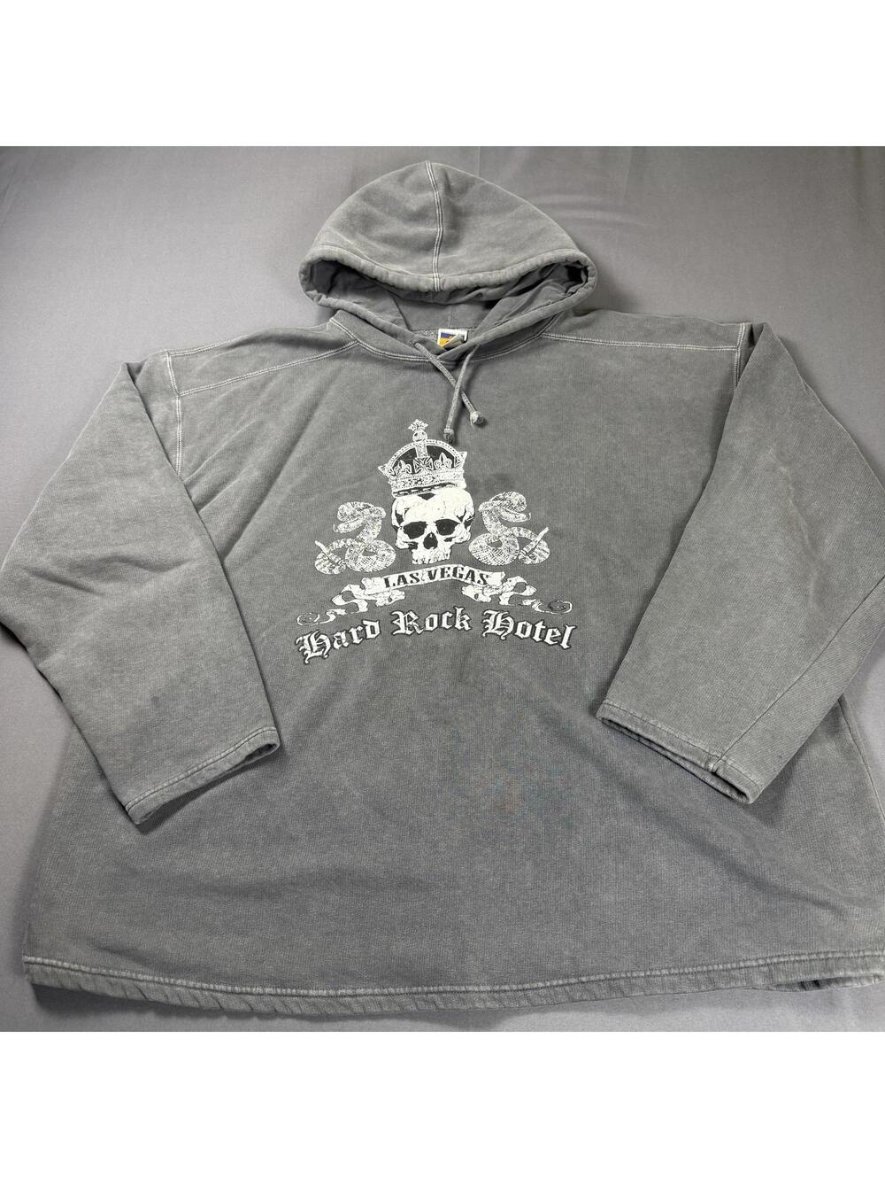 Vintage Hard Rock Hotel Hoodie With Skull Hoodie Size XXL Washed Gray